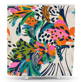 Lofaris Abstract Colors Oil Paint Beige Boho Shower Curtain